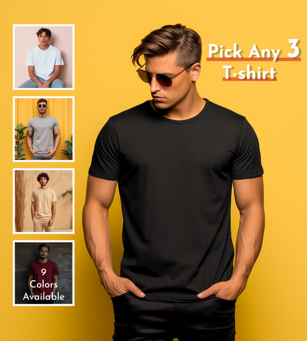 Unisex Round Neck Half Sleeves Tshirt Combo pack of 3