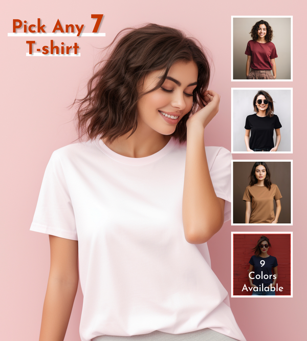 Unisex Round Neck Half Sleeves Tshirt Combo pack of 7