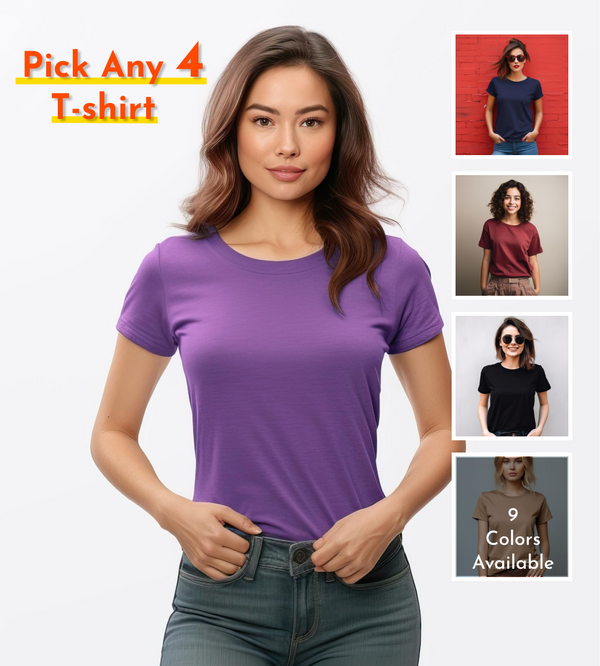 Unisex Round Neck Half Sleeves Tshirt Combo pack of 4