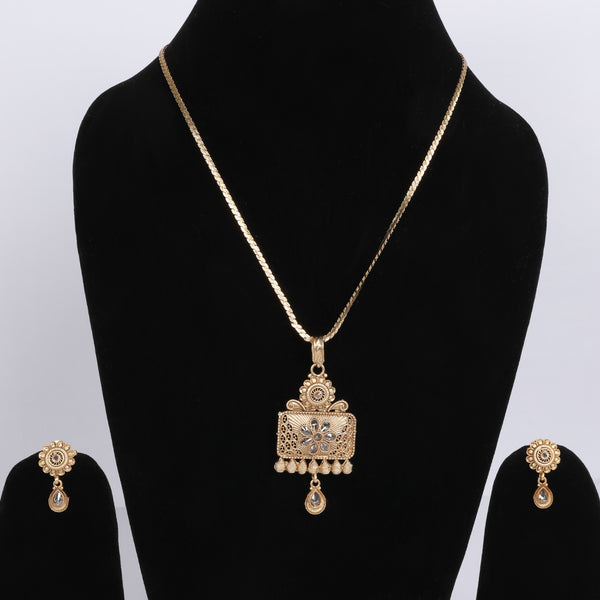 Memat Premium Golden Box Drop Pendant Necklace