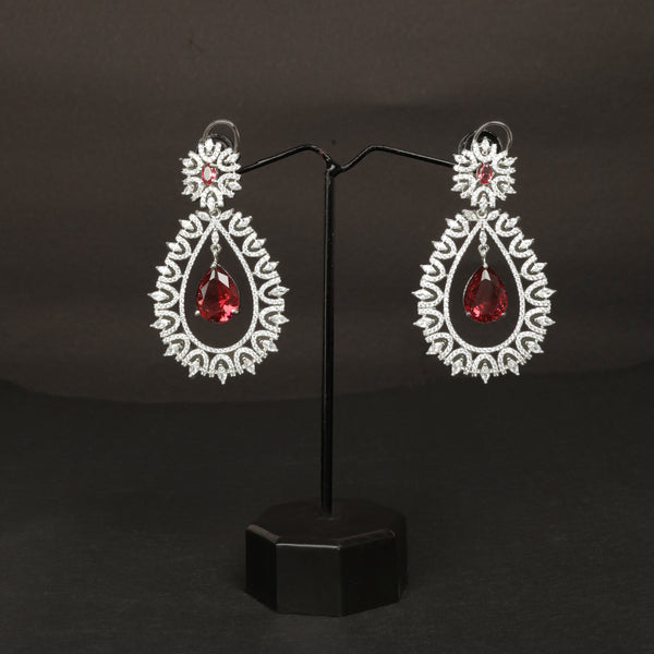 Memat Premium Ruby Drop AD Earrings