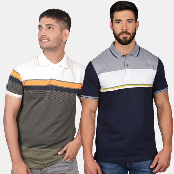 Pattern Polo T shirts Combo Pack of 2 T-Shirts