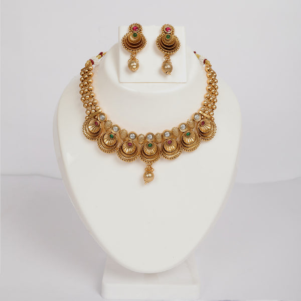 Memat Premium Gold Multishade  Necklace